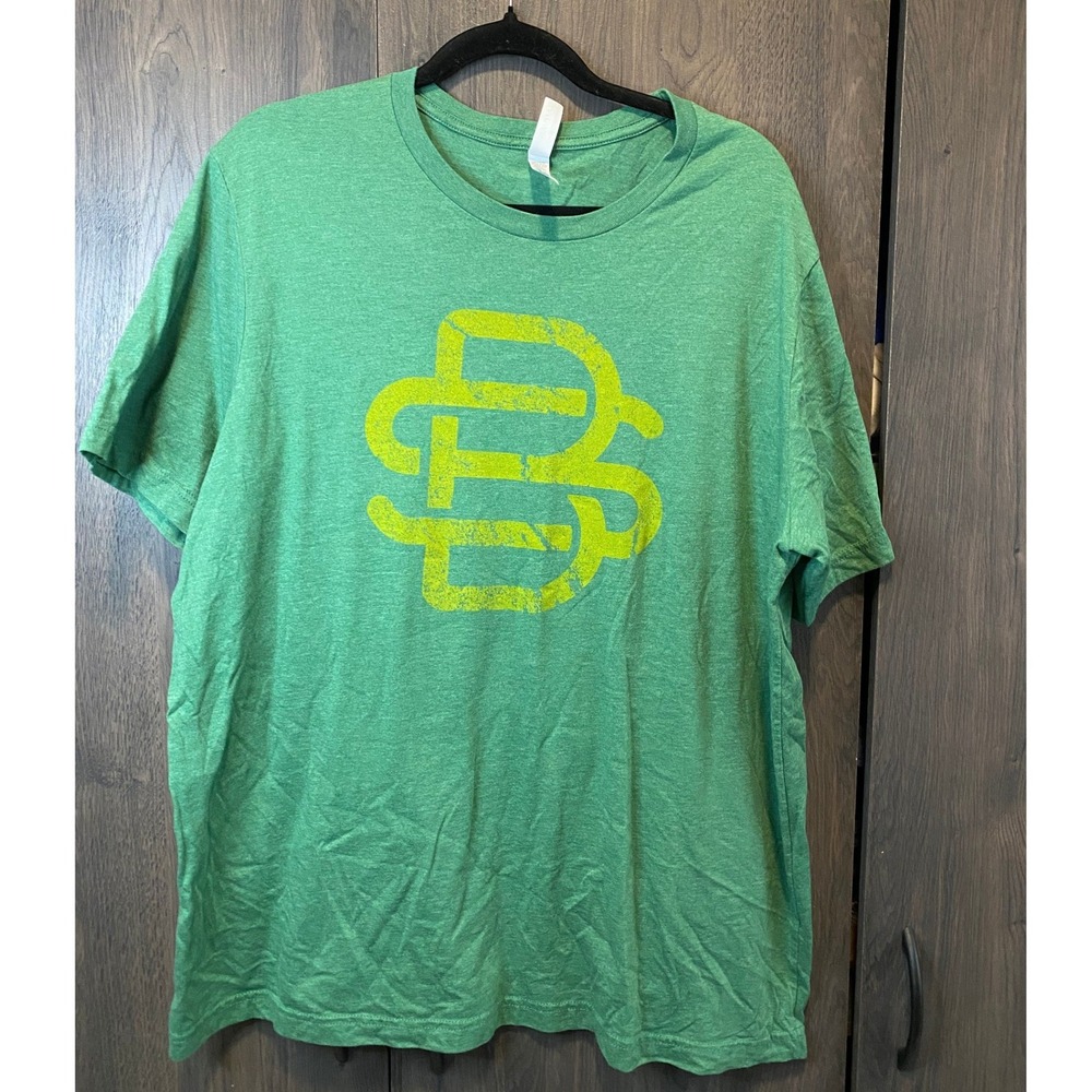 Bella Canvas Mens 2XL Green Graphic Tee Distressed SB Logo Short Sleeve T-Shirt‎